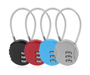 Flintronic 4PC Cadenas Code, Petits Cadenas Cable, Cadenas à Combinaison à 3 Chiffres Réinitialisables, Cadenas Valise Avion pour Sac de Voyage Bagage Casier (4 Couleur)