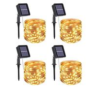 flintronic 4PC Guirlande Lumineuse Solaire, Lumières de Jardin 10M / 33ft, Exterieur Étanche Lampe Solaire(100 LED 8 modes), LumièRe DéCoréE Étanche pour Noël, Mariage, Fête, Maison