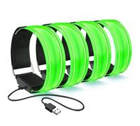 flintronic 4PCS Brassards Lumineux à LED, Brassard de Course Réfléchissant LED Running, Bande Clignotant Réglable Bracelet Lumineux LED de Sécurité, Bracelets de Sport Lumineux