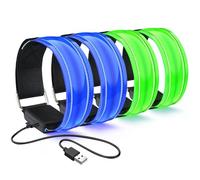 flintronic 4PCS Brassards Lumineux à LED, Brassard de Course Réfléchissant LED Running, Bande Clignotant Réglable Bracelet Lumineux LED de Sécurité, Bracelets de Sport Lumineux