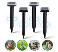 flintronic 4pcs Solaire Repulsif Taupe, Répulsif Taupe Solaire à Ultrason, IP65 Étanche Répulsif Solaire de Taupe, Répulsif Serpent Ultrason, Répulsif Solaire pour Anti Taupe