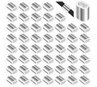 Flintronic 60PCS M4 Serre Cable Acier, Manchons à Sertir en Aluminium, Clip à Sertir en Aluminium avec Double Embouts, Manchons en Aluminium, Pour Câble Métallique en Acier de 4mm Corde