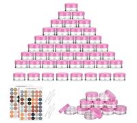 Flintronic 64PCS - 5g/5ml Petit Pots Vide Cosmétiques, Contenants Cosmétiques Pot Échantillon Transparent avec Spatule et Étiquette, Petits Pots en Plastique Clair de Voyage pour Lotion/Crème
