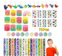 flintronic 70PCS Anniversaire Dinosaure Cadeau, Dinosaure Porte Clés Slap Bracelet Balle Rebondissante TatouagePinata Dinosaure, Dinosaure Party Jouet Cadeau Anniversaire Enfants Invites