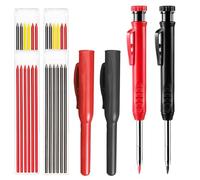 flintronic 8 Pièces Crayons Charpentier Mécanique avec 26 Recharges, Crayons de Charpentier avec Taille Crayon, Poinçon Central Automatique et Outil de Traçage Carbure, avec 2 Trousse de protection