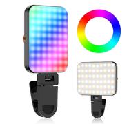 Flintronic 95 LED Lumière Téléphone Selfie, Portable Rechargeable Selfie Light, Puissance 2700-6500K, 48 RVB Mode 10 Niveaux de luminosité, avec Clip et Adaptateur Trépied,pour Téléphone Caméra TikTok