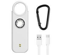 Flintronic Alarme Personnelle, 135DB Lampe de Poche, Porte Cle Alarme Portative, Alarmes de Sécurité d'urgence avec Lumières LED, pour Les Enfants, Femmes et Personnes âgées - Blanc