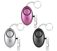 Flintronic Alarme Personnelle, 3 Pièces 140DB Alarme de Sécurité d'urgence, avec Lumières LED, Porte Cle Lampe de Poche Portative pour Les Enfant, Femme et Personnes âgées