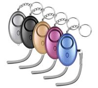 Flintronic Alarme Personnelle, 5 Pièces 140DB Alarme de Sécurité d'urgence, avec Lumières LED, Porte Cle Lampe de Poche Portative pour Les Enfant, Femme et Personnes âgées