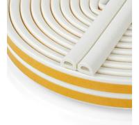 Flintronic Bande de Joint D-Profil, Joint d'Étanchéité Porte, Joint Fenetre Isolation avec Forte Adhérence, Isoler du Bruit, Anti-collision et Anti-intempéries, 9mm x 6mm (Blanc 36M)