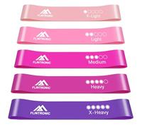 Flintronic Bande Élastique Fitness, 5 pièces Bande de Résistance en TPE, Élastique Musculation, Resistance Musculation 5 Niveaux de Force, Elastique Sport pour Pilates Yoga, avec Sac de Rangement