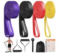 Flintronic Bande Elastique Musculation, 4 Niveaux Différents Bande de Resistance Traction, Bandes de Fitness avec Poignées Ancre de Porte, pour tractions, Crossfit, Dips, Pilates, Yoga, Homme & Femme