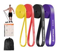 Flintronic Bande Elastique Musculation, 4 Niveaux Différents Bande de Resistance Traction, Bandes de Fitness Latex Élastique, pour tractions, Crossfit, Dips, Pilates, Yoga, Homme & Femme