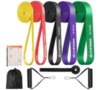 Flintronic Bande Elastique Musculation, 5 Niveaux Différents Bande de Resistance Traction, Bandes de Fitness avec Poignées Ancre de Porte, pour tractions, Crossfit, Dips, Pilates, Yoga, Homme & Femme