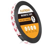 Flintronic Bande Magnétique Autocollante, 5M Bande Magnétique Autocollante Forte avec Adhésive, 1CM x 1.5MM Bandes Souple Aimantée Magnétiques Autocollantes pour Aimants, Organiser, Présenter