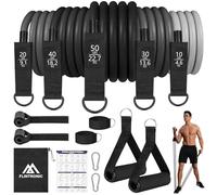 Flintronic Bandes de Résistance Élastique, 5 Kit Elastiques de Musculation, Niveaux Différents Allant Jusqu'à 150 lbs, pour Yoga, Étirement, Sculpture, Torsion, Perdre du Poids, Noir Gris