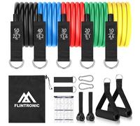 Flintronic Bandes de Résistance Élastique, 5 Kit Elastiques de Musculation, Niveaux Différents Allant Jusqu'à 150 lbs, pour Yoga, Étirement, Sculpture, Torsion, Perdre du Poids, Multicolore