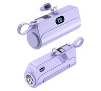 Flintronic Batterie Externe, 5000mAh Mini Power Bank Portable, USB-C Input, USB-C&L Output, Ultra-Compact et Léger, Powerbank Charge Rapide, avec Lampe de Poche et Support, pour iPhone Samsung