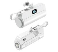 Flintronic Batterie Externe, 5000mAh Mini Power Bank Portable, USB-C Input, USB-C&L Output, Ultra-Compact et Léger, Powerbank Charge Rapide, avec Lampe de Poche et Support, pour iPhone Samsung