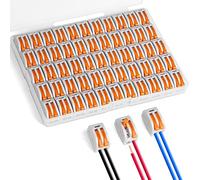 flintronic Bornes de Connexion, 55PCS 2 Entrées Connecteur Électriques Rapide de Fil, Électrique Connecteurs D'épissag Automatique à Levier-écrou pour Circuit en Ligne 28-12 AWG, PA/PC Ignifuge