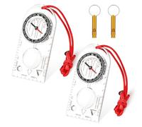 Flintronic Boussole de Navigation,2Pcs Boussole d'orientation, Boussoles Randonnée avec Cordon, étanche, avec Déclinaison Réglable, pour Lecture Carte Expédition, Navigation, Course Orientation, Rouge