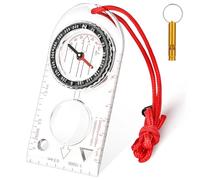 Flintronic Boussole de Navigation, Boussole d'orientation, Boussoles Randonnée avec Cordon, étanche, avec Déclinaison Réglable, pour Lecture Carte Expédition, Navigation, Course Orientation, Rouge