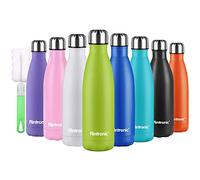 flintronic Bouteille Isotherme, 500 ML Bouteille d'eau en Acier Inoxydable, Isolant Sous Vide à Double Paroi, Bouteilles Chaudes/Froides sans BPA et écologique, avec 1 Porte-gobelet et 1 Brosse