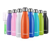flintronic Bouteille Isotherme, 500 ML Bouteille d'eau en Acier Inoxydable, Isolant Sous Vide à Double Paroi, Bouteilles Chaudes/Froides sans BPA et écologique, avec 1 Porte-gobelet et 1 Brosse