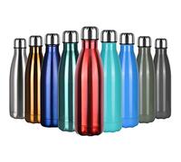 flintronic Bouteille Isotherme, 500 ML Bouteille d'eau en Acier Inoxydable, Isolant Sous Vide à Double Paroi, Bouteilles Chaudes/Froides sans BPA et écologique, avec 1 Porte-gobelet et 1 Brosse