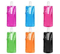 flintronic Bouteilles d'eau Pliable 500ML, Bouteille d'eau réutilisable Flexible Pliable, 6PC Reutilisable Gourde Souple Pliable avec Crochet pour Les Aventures Les Voyages