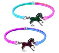 flintronic Bracelets d'humeur Pour Enfants, Bracelet d'ambiance Change de Couleur pour Fille avec pendentif cheval, Bracelet de Cheval de Couleur Arc-en-ciel, pour Cadeau Anniversaire de Fête