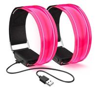 flintronic Brassards Lumineux à LED, Brassard de Course Réfléchissant LED Running, Bande Clignotant Réglable Bracelet Lumineux LED de Sécurité, Bracelets de Sport Lumineux