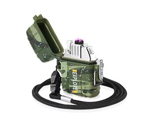 Flintronic Briquet Électrique USB Rechargeable Double Arc Sans Flamme - Étanche Coupe-Vent Mini Briquet Pour Camping, Randonnée, Aventure