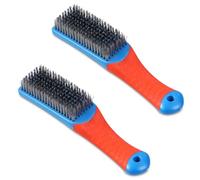 Flintronic Brosse Metallique a Main, 2 Pièces Brosses Métalliques en Acier Inoxydable, Poignée en Silicone Antidérapante, Fil d'Acier Inoxydable Dense à 8 Rangs, pour Nettoyer les Surfaces Métalliques
