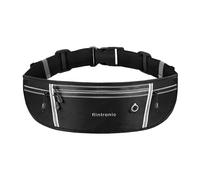 Flintronic Ceinture de Course, Etanche Léger Réglable Running Belt avec 2 Poches et Trou d'écouteur, Sac Banane de Sport pour Smartphone MP3 Billet Carte Jogging Voyage Escalade Yoga Gym - Noir