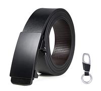 flintronic Ceinture pour homme en cuir à cliquet automatique invisible pour homme, largeur 3,5 cm, longueur 125-130 cm (porte-clés et coffret cadeau inclus), noir 1, 3.5 * 125cm