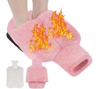 Flintronic Chauffe Pied, Bouillotte Pieds non Électrique, 2 en 1 Chausson chauffant avec Housses en Peluche, Chausson chauffant Pour Les Pieds Femme Homme, 36x30cm