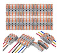 flintronic Connecteurs Électriques Rapide avec Levier, 80 PCS Bornes de Connexion 1-Fil 2-Entrées, Domino, Pour Fil de Câble Peut Être Librement Combiné,PA/PC Ignifuge