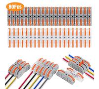 flintronic Connecteurs Électriques Rapide avec Levier,80 PCS Bornes de Connexion Rapide 1-Fil 2-Entrées,Domino Électrique Rapides,Connecteur de Fil de Câble Peut Être Librement Combiné,PA/PC Ignifuge