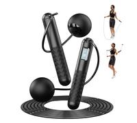 Flintronic Corde à Sauter Intelligente avec Compteur, Corde a Sauter sans Fil Réglable, Jump Rope avec Roulements à Billes en Acier et Poignées Antidérapantes, pour Fitness, Perte de Graisse, Gym-Noir