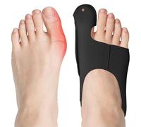flintronic Correcteur Hallux Valgus, 2 x Ecarteur d'orteil Oignon, Gros Redresseur Orteil Réglable, Correcteur de Oignon pour Femmes et Hommes, Nuit & Jour Réglable, Noir, L