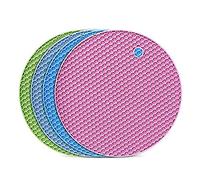 flintronic Dessous de Plat Silicone, 4PCS Anti-dérapant Anti-Chaleur 250 °C Multifonction Repose-cuillère Dessous de Verre de Cuisine Tapis de Table pour Cuisine et Salle à Manger