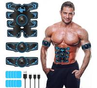flintronic EMS Ceinture Abdominale Electrostimulation, Electrostimulateur Musculaire, ABS Stimulator for Men Women, 8 Modes & 19 Intensités, USB Rechargeable, pour Abdominaux, Bras, Jambes