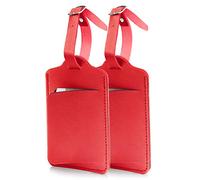 flintronic Étiquettes de Bagage, 2PCS Étiquettes d'identification de Valise, Étiquettes d'étiquette de Sac à Main, Étiquettes de Valise de Bagage, pour Prévenir la Perte des Sacs et Valises - Rouge