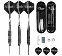 flintronic Fléchettes Pointe Acier 24g, 3 Fléchettes avec Pointe en Acier Noir, Set de Fléchettes Pointes Acier avec Ailettes, Arbres De fléchettes, Protecteurs De Vols