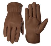 flintronic Gants de Travail en Cuir, Gants de Travail Chauds pour Hommes Femmes, Gant de Jardinage à Base de Cuir Anti-Pics Résistant, pour Taille d'Arbustes, Manutention de Marchandises, Conduite, M