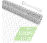 Flintronic Grillage à Mailles, 30cmx5m Épaisseur Fil 0.5mm Maille 25x15mm, Grillage a Poule, Grille métallique Volière Acier Galvanisé,pour Projet d'Artisanat De Bricolage Ou Filet De Jardin en Métal
