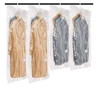 Flintronic Housse Rangement Sous Vide Suspendus, Lot de 4 Sac Sous Vide Vetement Aspirateur, Rangements Vêtements pour Placards et Penderie, Réutilisable, 135 * 70cm*2 + 110 * 70cm*2