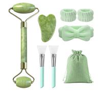 flintronic Kit de Gua Sha 8 Pièces, Gua Sha Visage et Rouleau de Jade, Coffret de Massage et Guasha Visage & Corps, Raffermir la Peau, Réduire le Gonflement, Massager le Corps, Circulation Sanguine