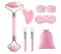 flintronic Kit de Gua Sha 8 Pièces, Gua Sha Visage et Rouleau de Jade, Coffret de Massage et Guasha Visage & Corps, Raffermir la Peau, Réduire le Gonflement, Massager le Corps, Circulation Sanguine